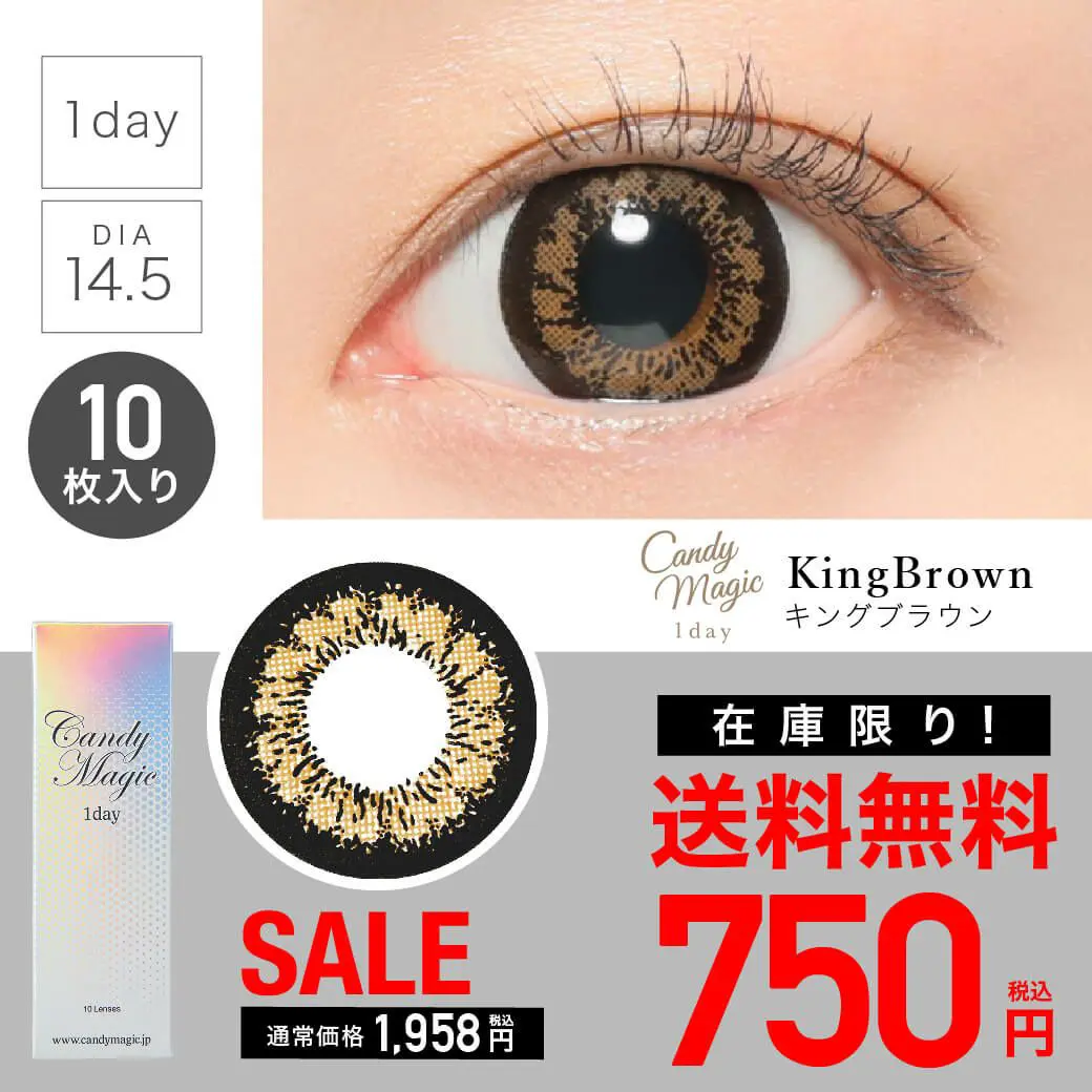 【 SALE 】candymagic 1day 《KING BROWN》 KINGブラウン キングブラウン 度あり 度なし 1箱10枚入り 単品