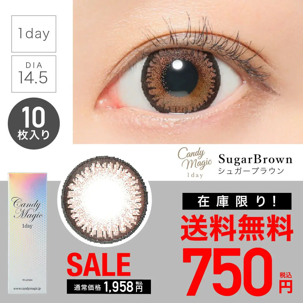 【 SALE 】candymagic 1day 《SUGARブラウン》 シュガーブラウン 度あり 度なし 1箱10枚入り 単品