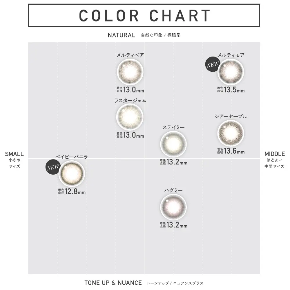 ReVIA 1month COLOR カラーチャート