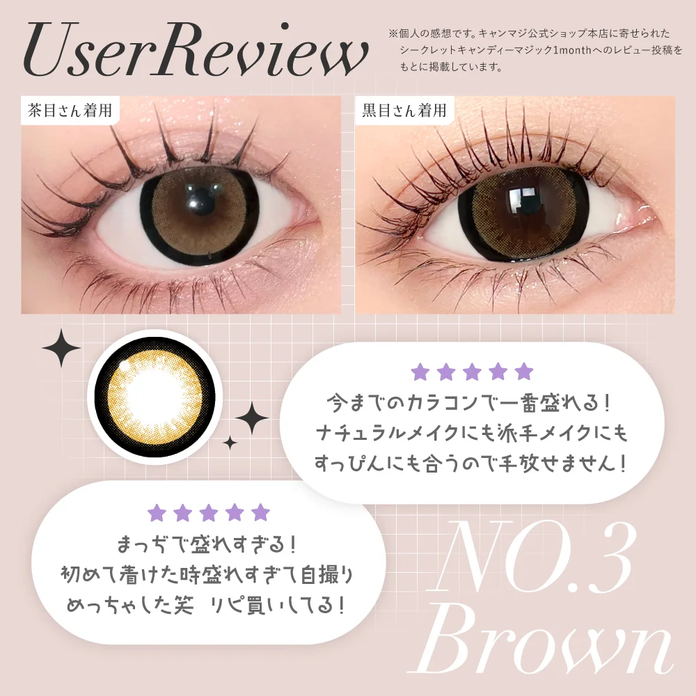 乱視用 secret candymagic TORIC 1month NO.3ブラウン ユーザーレビュー