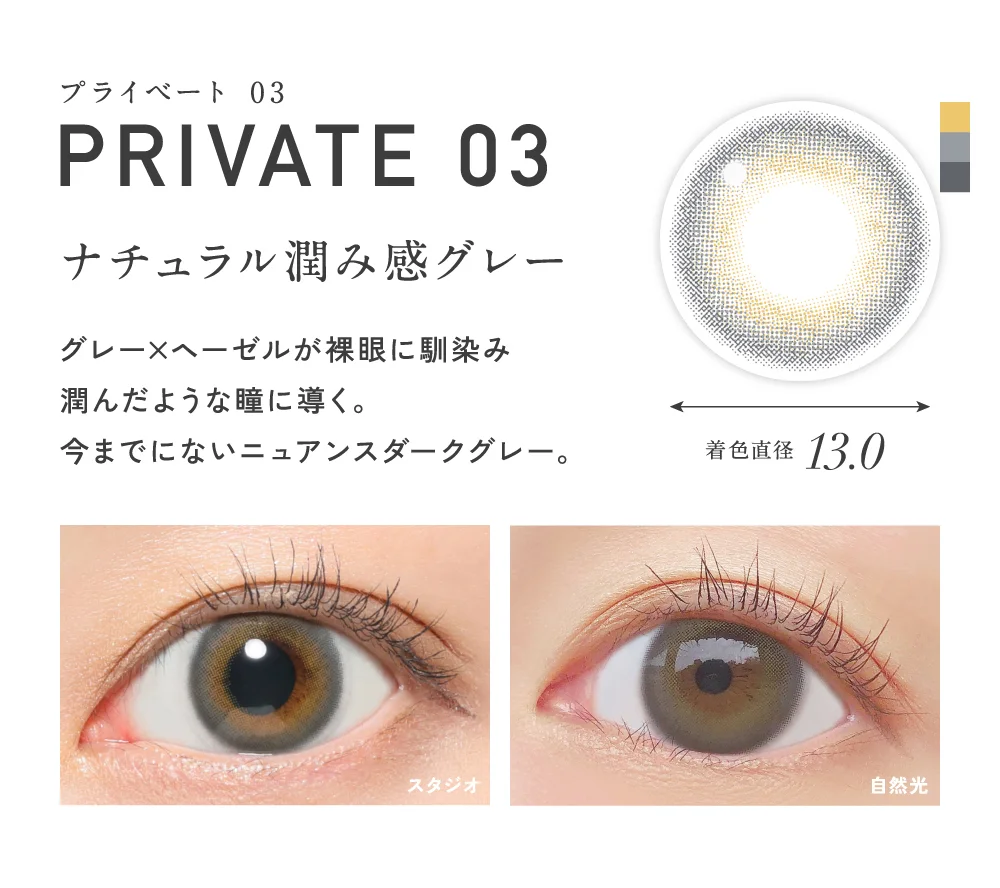 プライベート03 ナチュラル潤み感グレー 着色直径13.0