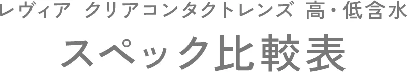 レヴィアクリア コンタクトレンズ 高・低含水スペック比較表