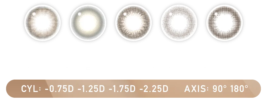 1day・DIA14.5・BC8.7・UV CUT・MOISTURE/CYL: -0.75D -1.25D -1.75D -2.25D/AXIS: 90° 180°