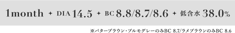 1month・DIA14.5・BC8.6/8.8・低含水38.0%