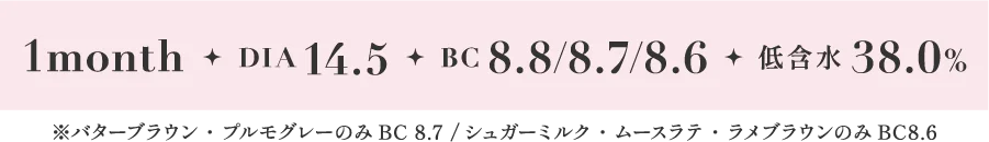 1month・DIA14.5・BC8.6/8.8・低含水38.0%