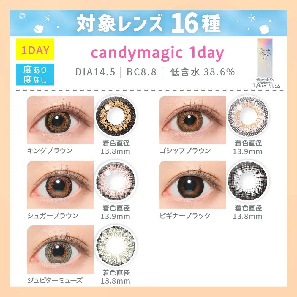対象レンズ16種 candymagic 1day