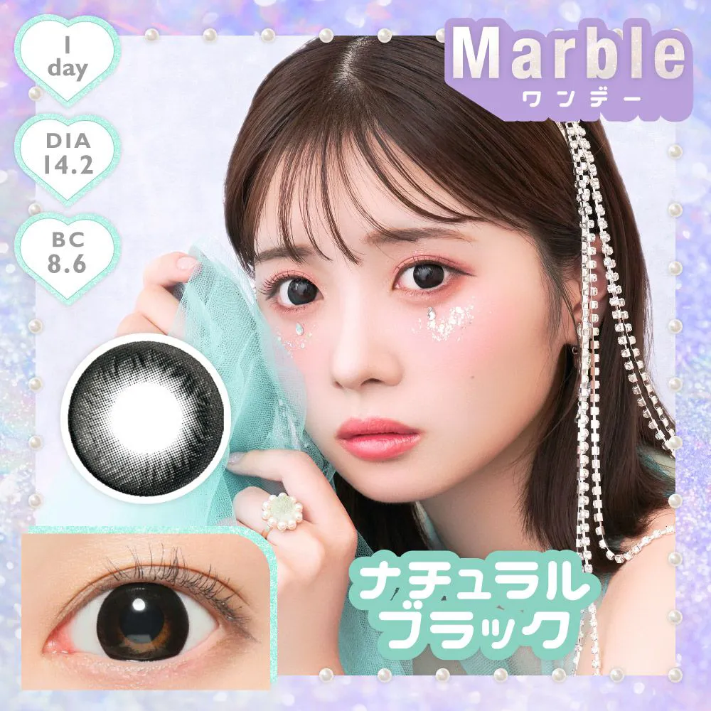 カラコン】Marble 1day 《 ナチュラルブラック 》 マーブル 度あり 度