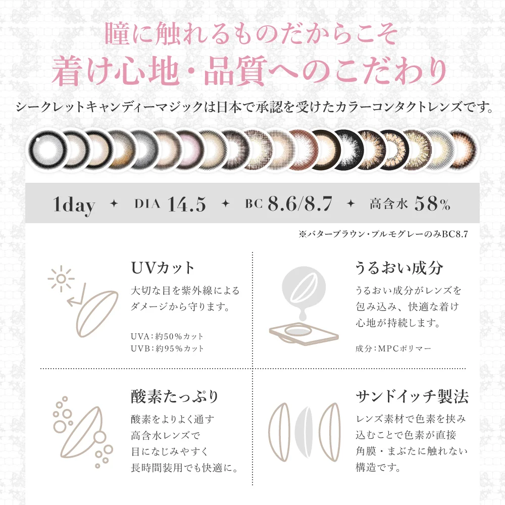 カラコン】secret candymagic 1day 《NO.9ブラウン》 度あり 度なし 1