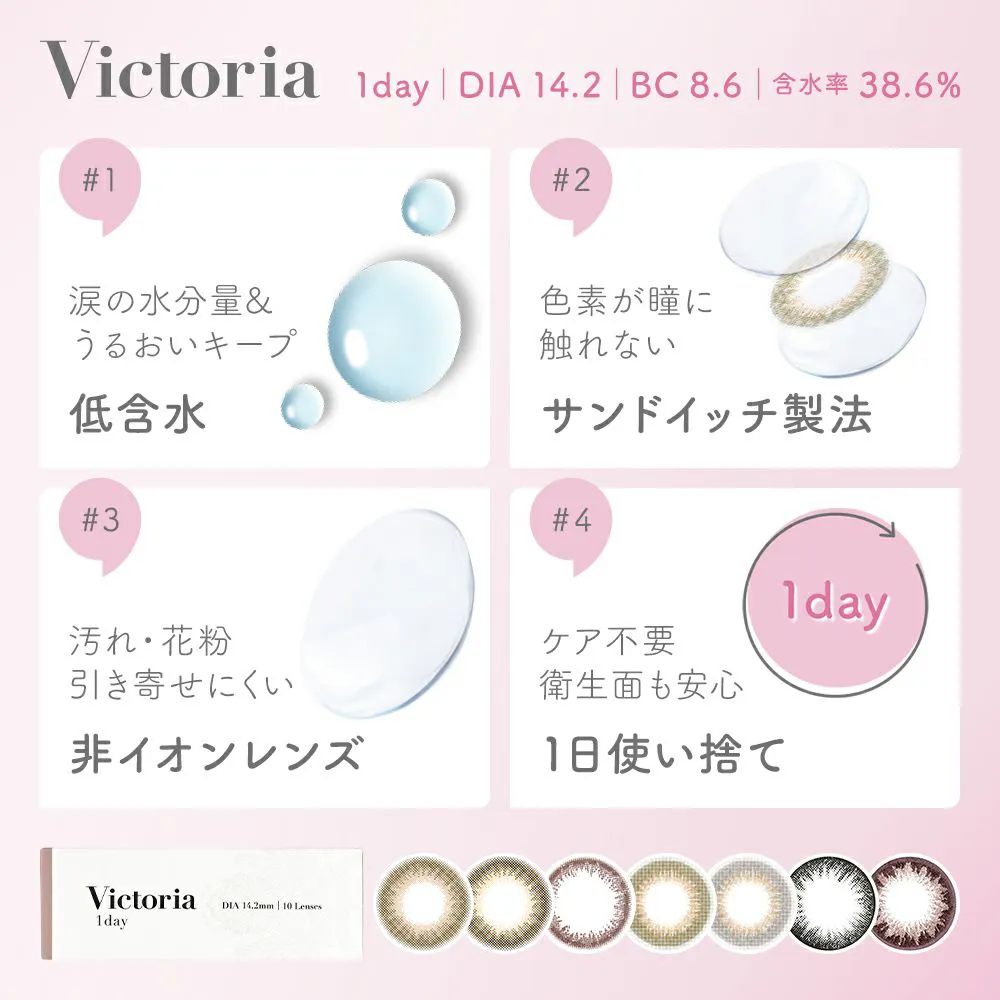 カラコン】Victoria 1day 《ピュアトレンチ》 度あり 度なし 1箱10枚
